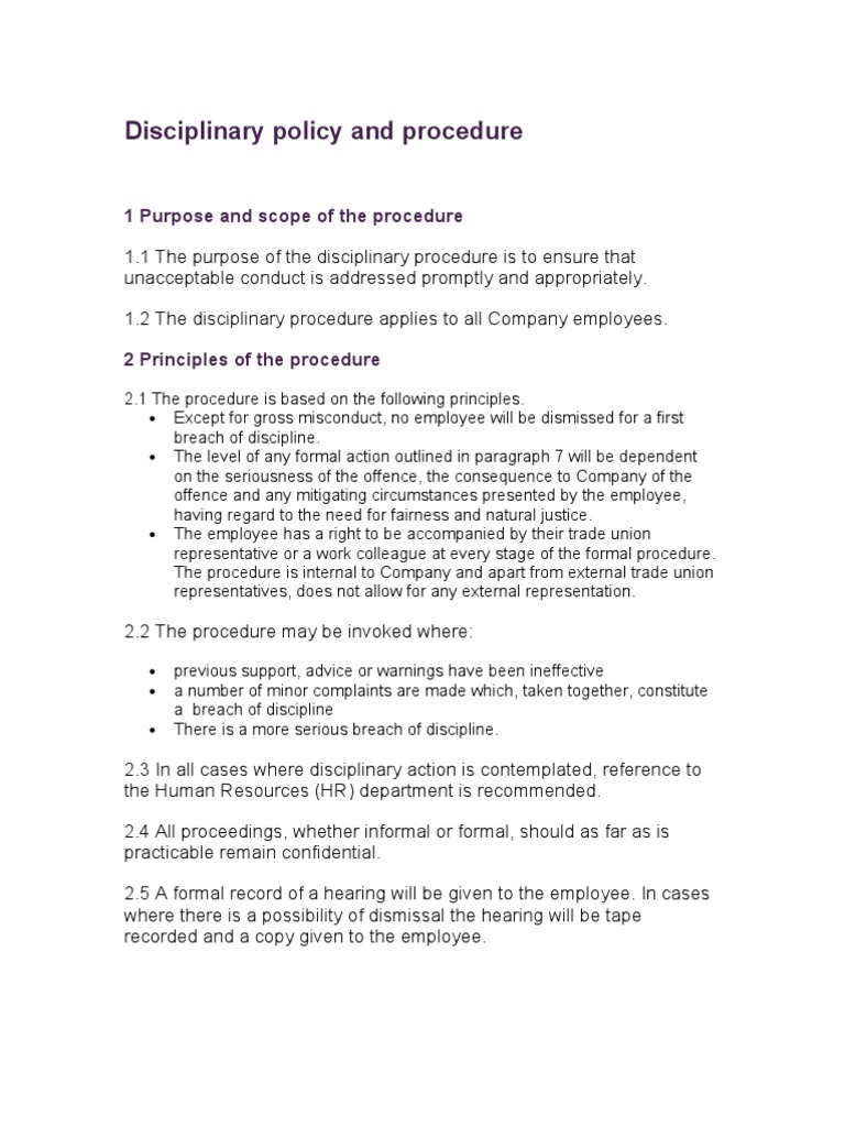 Disciplinary Policy and Procedures Guide | PDF | Employment | Crime ...