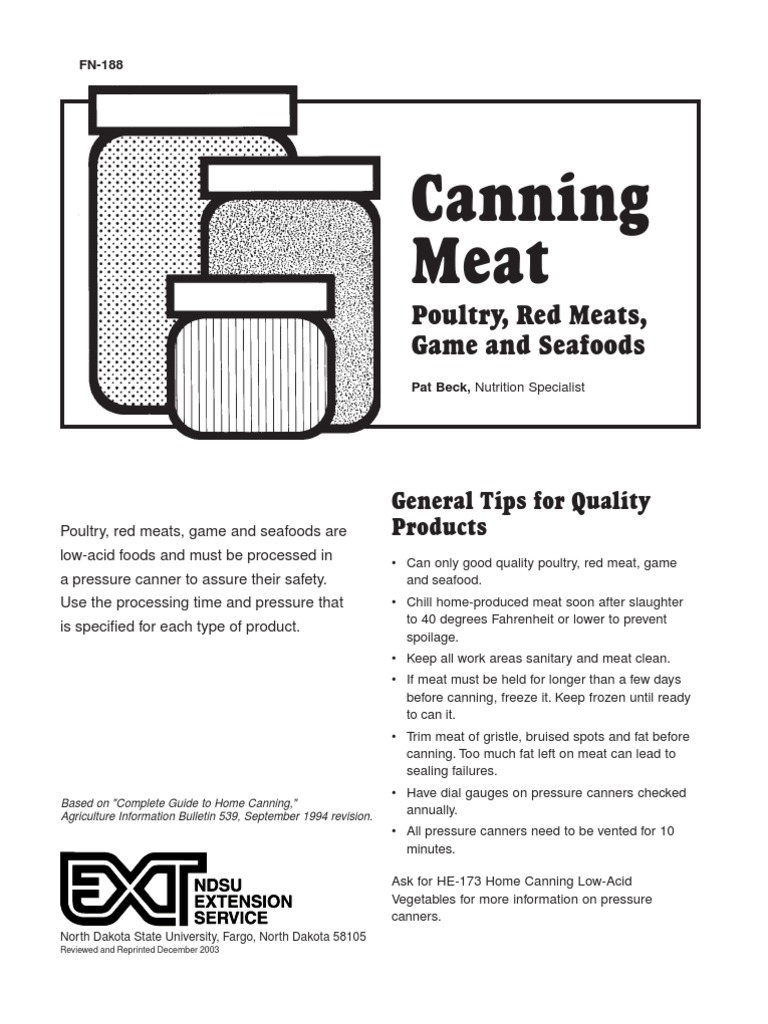 Canning Meat PDF Canning Pressure Cooking