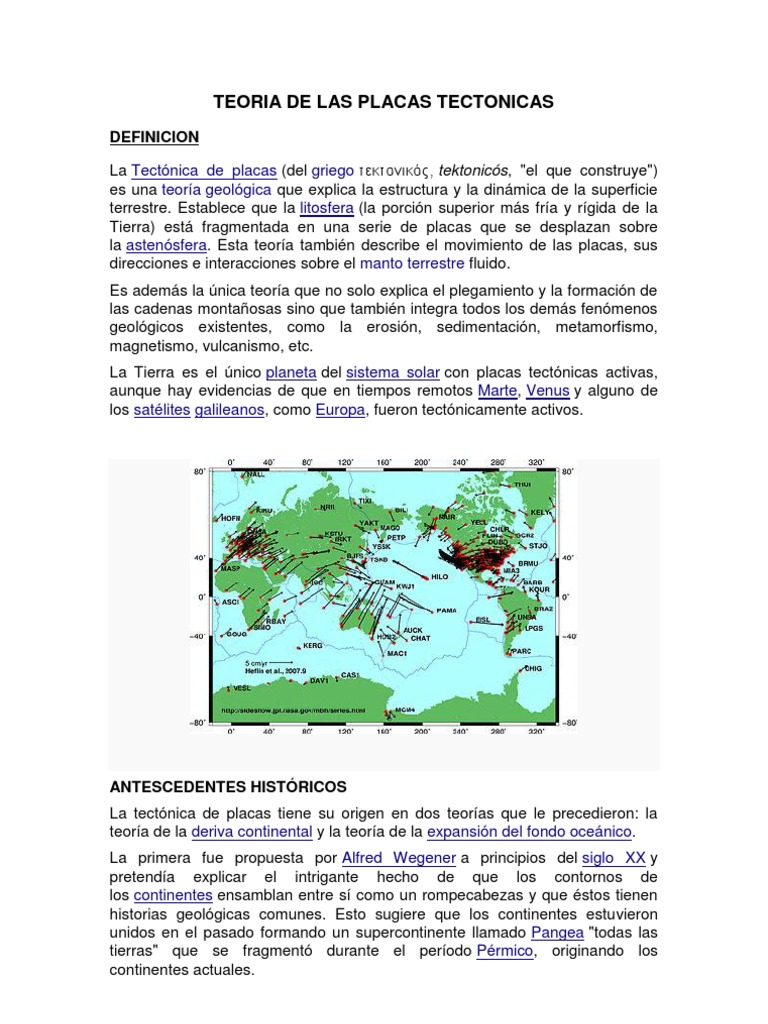 TEORIA DE LAS PLACAS TECTONICAS (Geologia) | PDF | Placas tectónicas ...