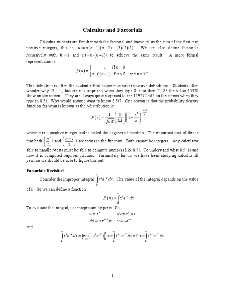 Calculus and Factorials | Integral | Discrete Mathematics