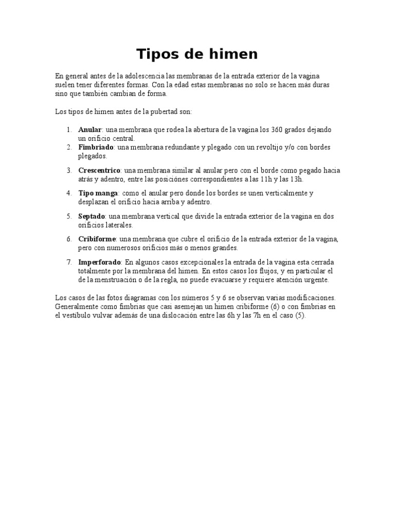 Tipos y formas del himen | PDF | Vagina | Anatomia sexual