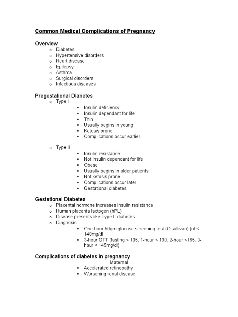 Common Medical Complications Of Pregnancy