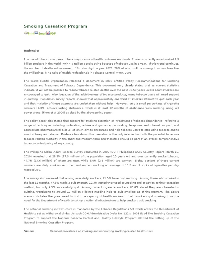 Smoking Cessation Program Smoking Cessation Tobacco Smoking