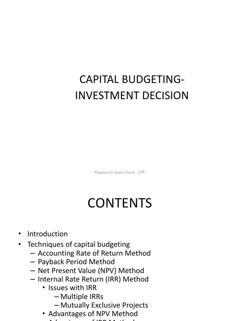 Capital Budgeting Techniques Explained | PDF | Net Present Value ...