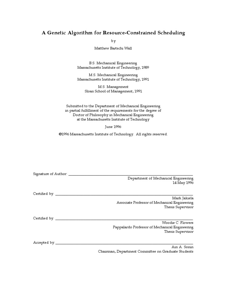 A Genetic Algorithm For Resource-Constrained Scheduling | PDF ...