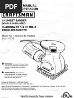 Craftsman ¼ Sheet Sander Model 315.111770