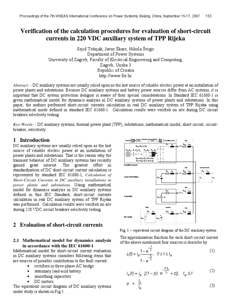 DC Short CKT Calculation PDF Electrical Substation Electrical