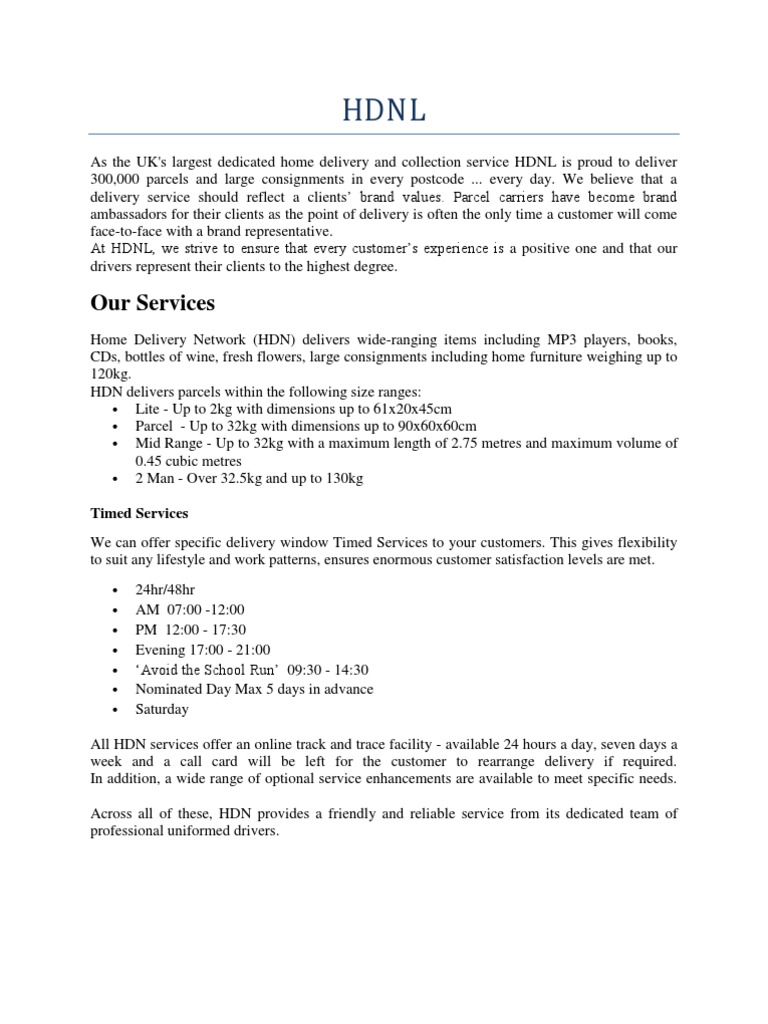 HDN | PDF | Delivery (Commerce) | Economies