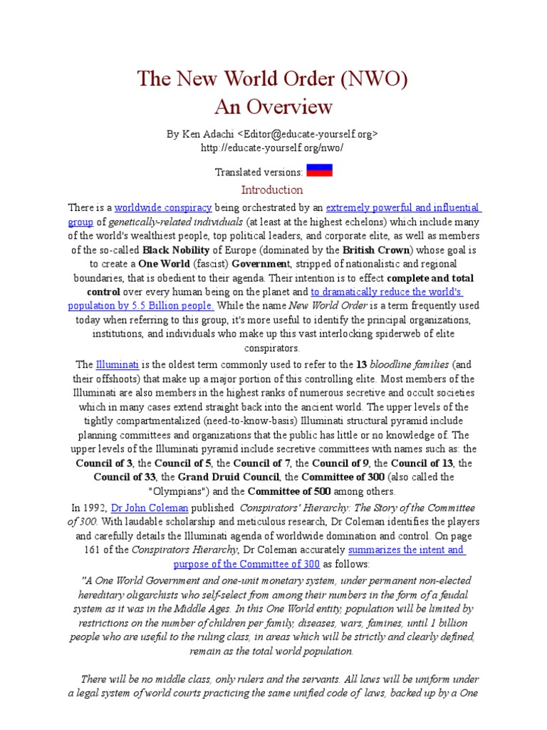 The New World Order (NWO) | PDF | Social Science