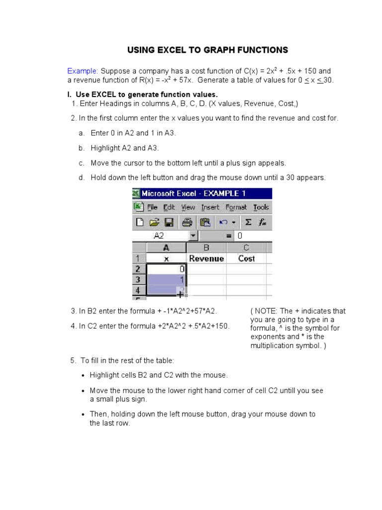 Using Excel To Graph Functions | PDF | Chart | Least Squares