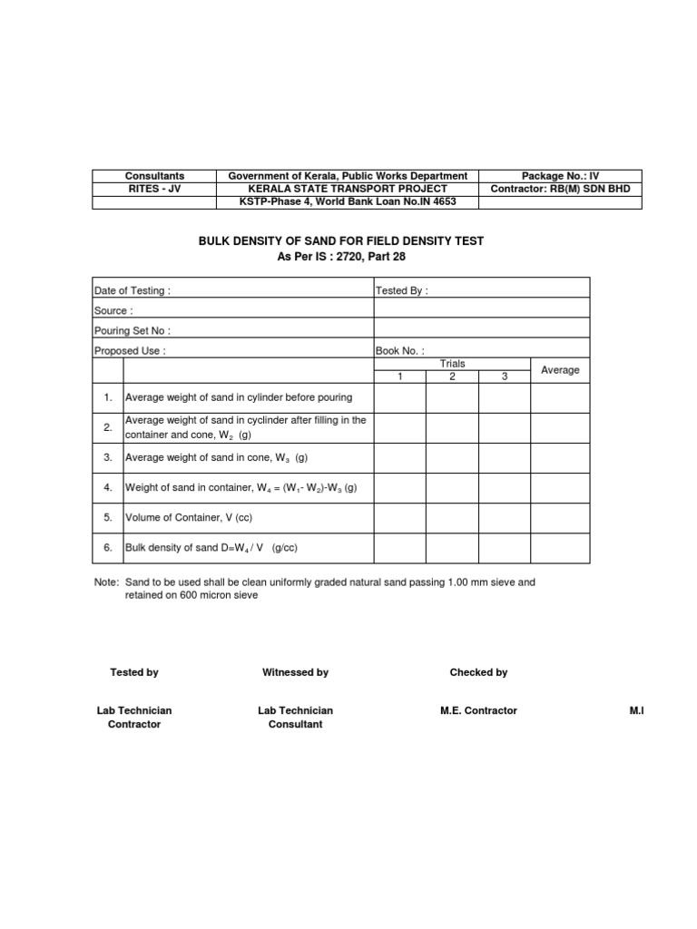 Field Density PDF Density Soil