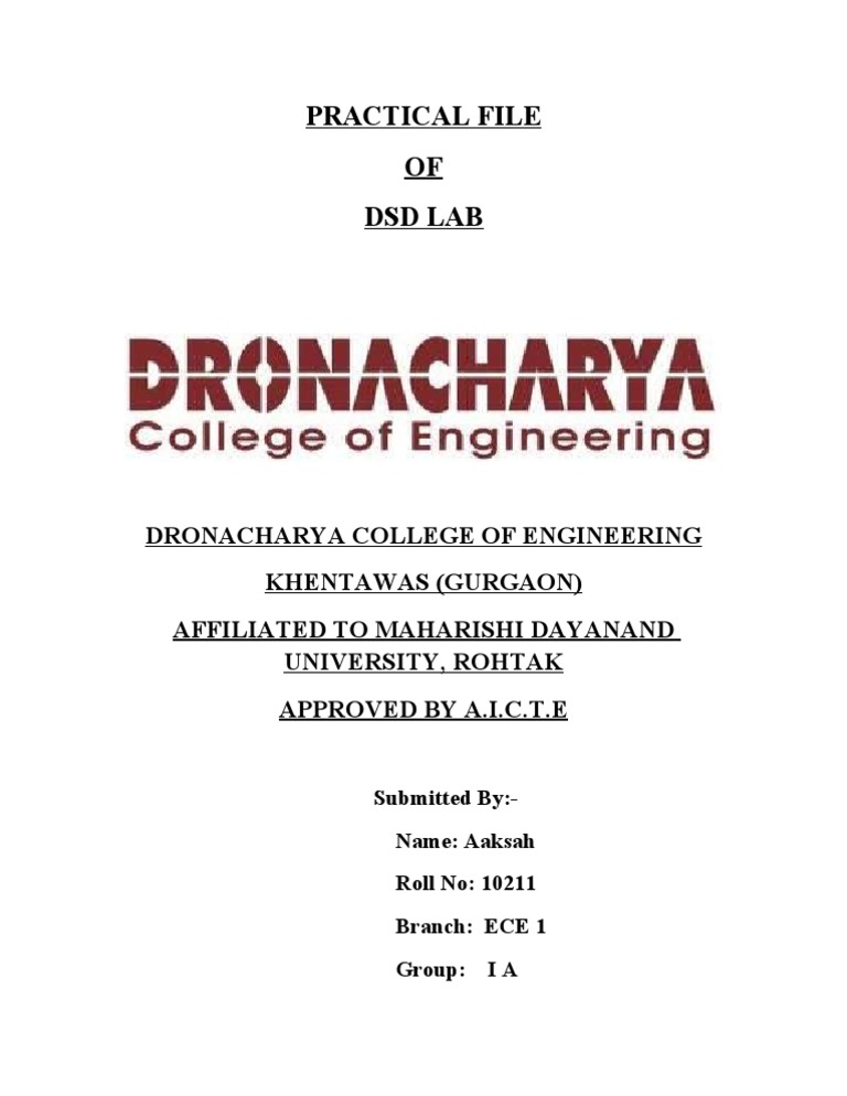 Practical File OF DSD Lab | PDF