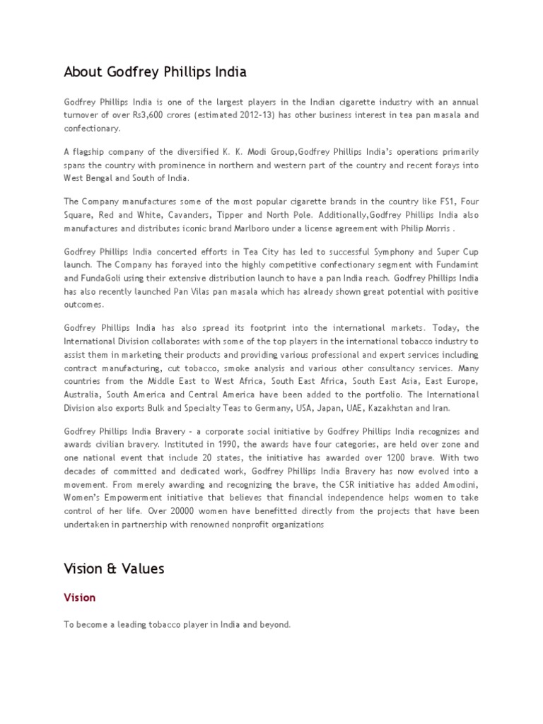 About Godfrey Phillips India | PDF | Insider Trading | Tea
