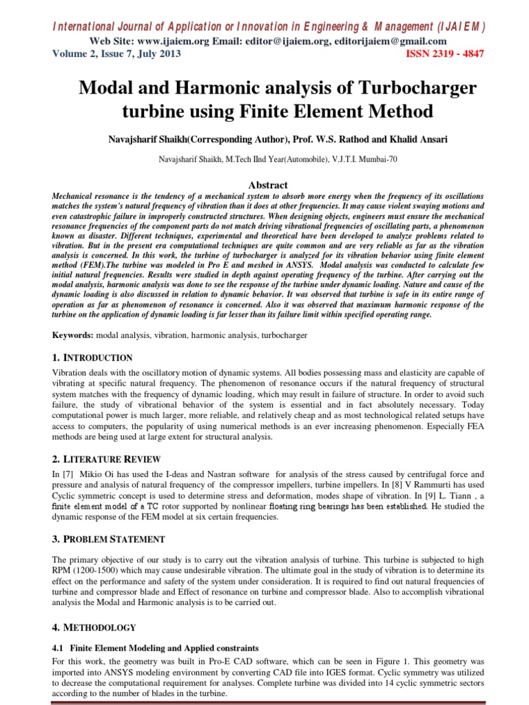 Modal and Harmonic Analysis of Turbocharger Turbine Using Finite ...