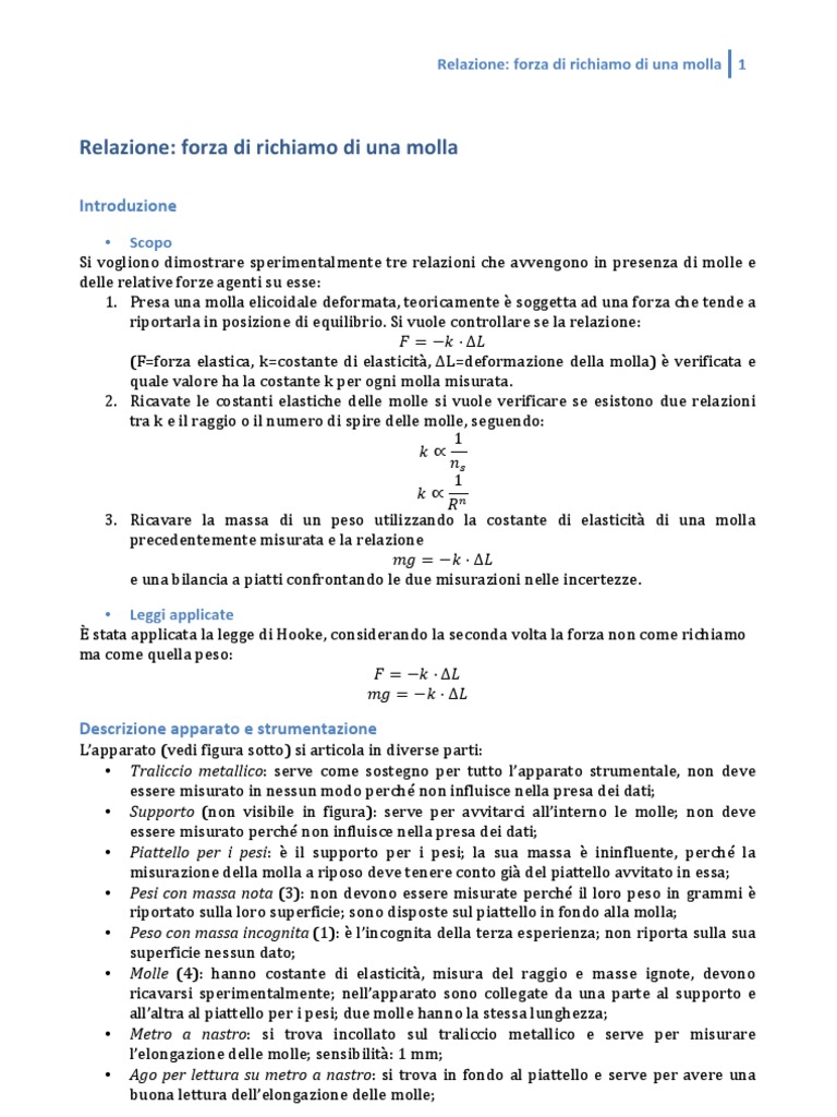 Relazione Di Fisica Sulla Molla Pdf