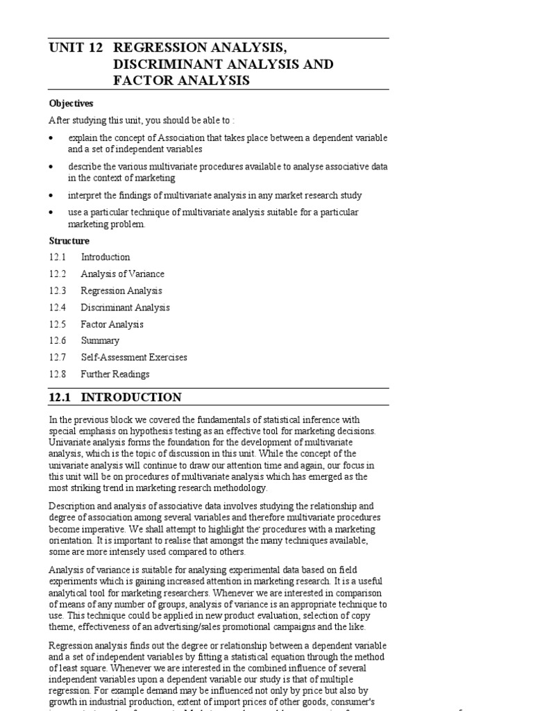 Multivariate Analysis in Marketing Research | PDF | Regression Analysis ...