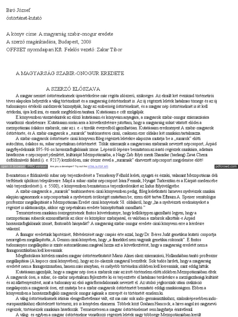 Bíró József - A Magyarság Szabir-Onogur Eredete 2008. | PDF