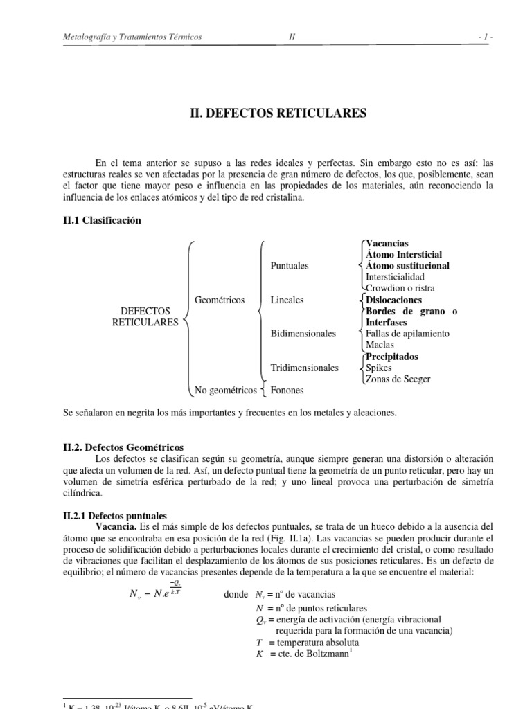 2-Defectos Reticulares v2 | PDF | Dislocación | Cobre