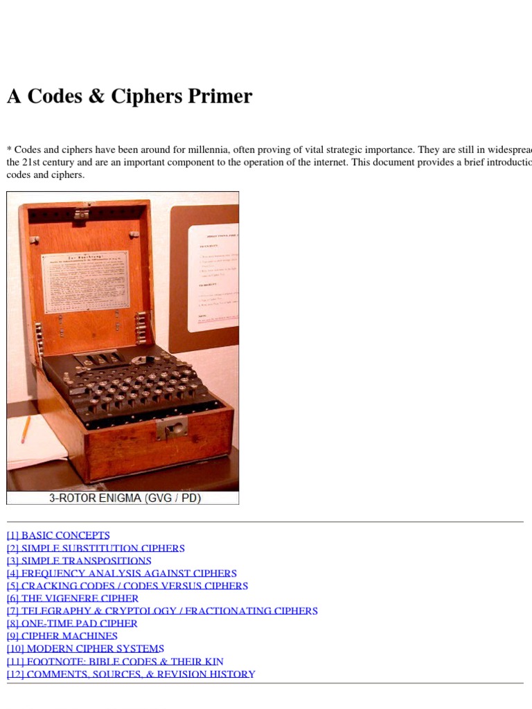 A Codes and Ciphers Primer PDF | PDF | Cipher | Cryptography