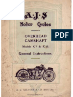 1928 AJS Instruction Manual K7 K10 OHC Models PDF