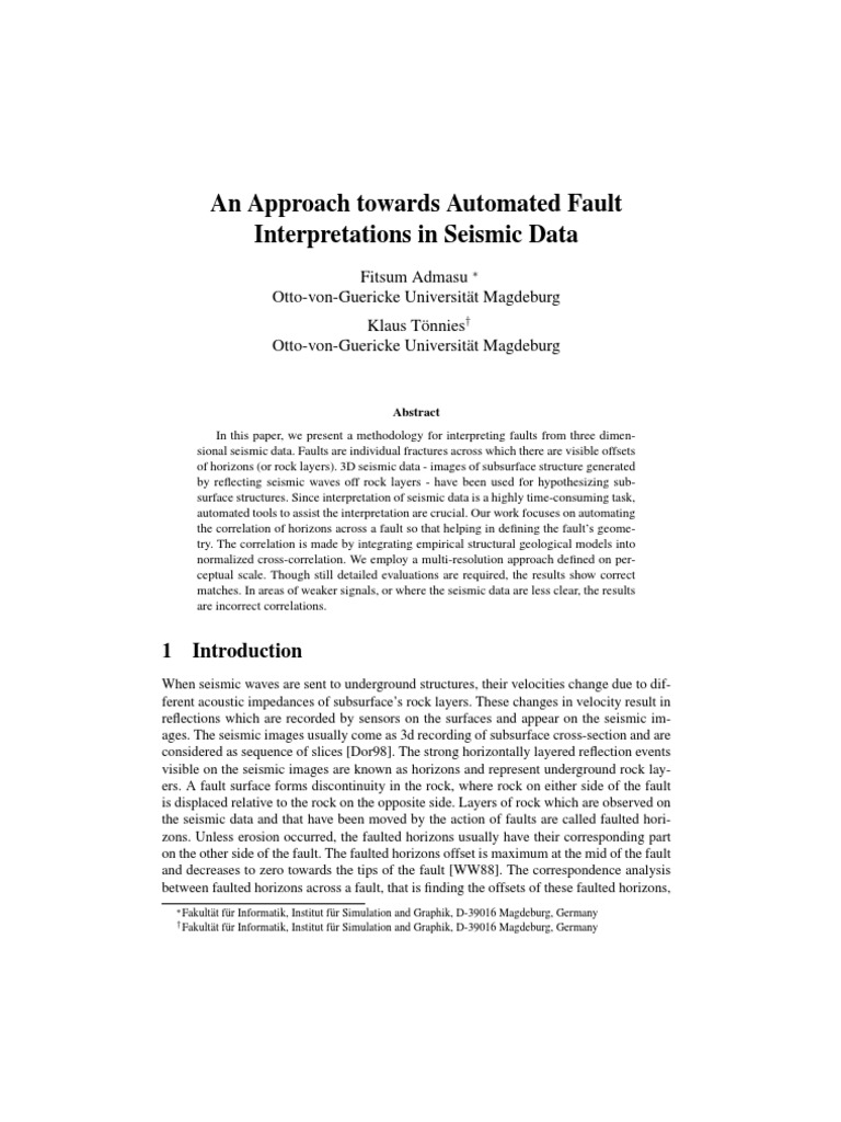Automated Fault Interpretations in Seismic Data | PDF | Reflection ...