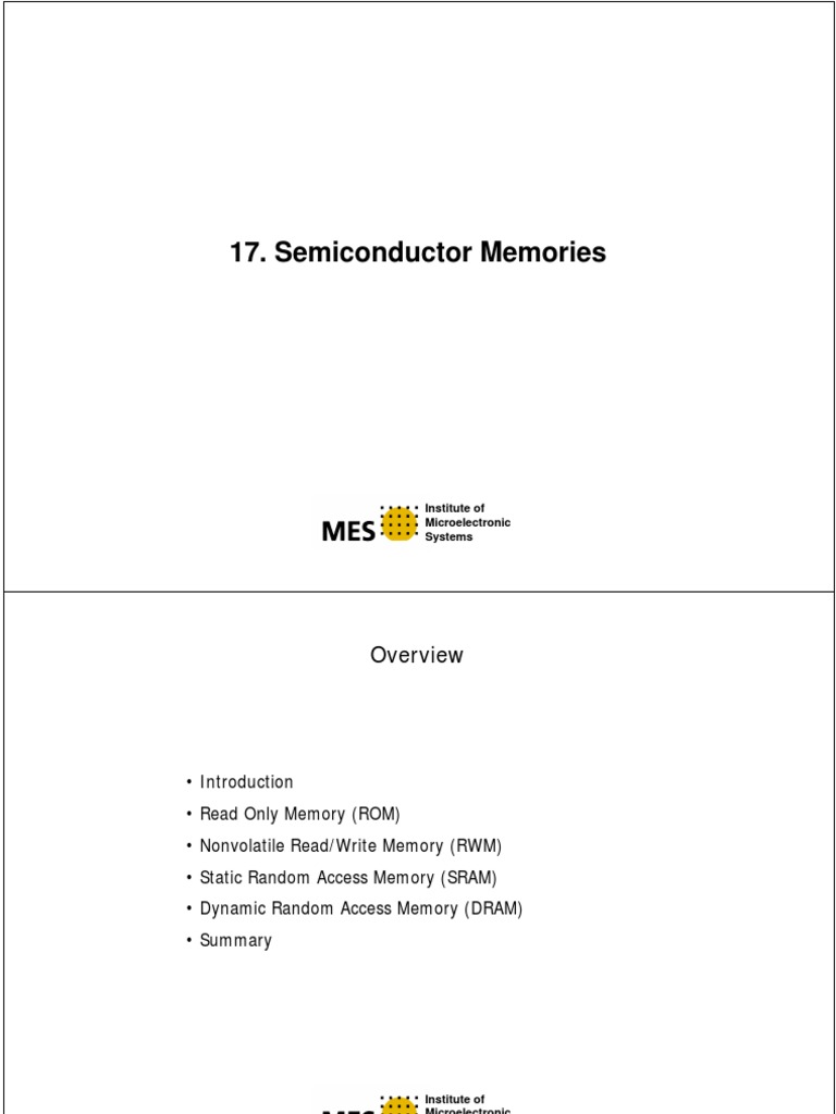 Overview of Semiconductor Memories | PDF | Dynamic Random Access Memory ...