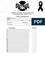 Softball Tournament Registration Form