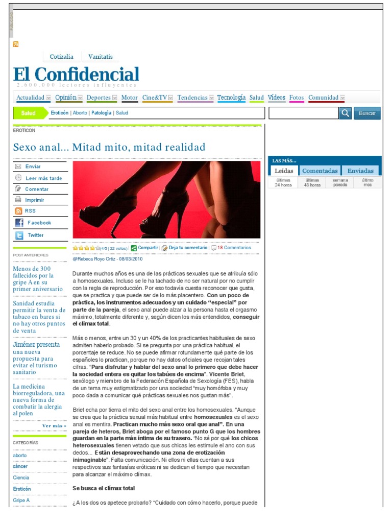 Sexo Anal Mito o Realidad | PDF | Sexo anal | Orgasmo