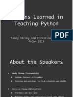Lessons Learned in Teaching Python
