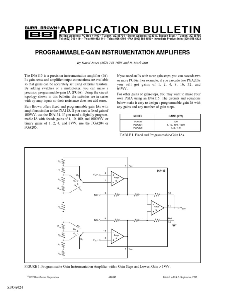 Sboa024 (ProgrammableGain Instrumentation Amplifiers) PDF