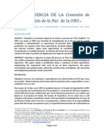 LA EXPERIENCIA DE LA Comisión de Consolidación de La Paz de La ONU: NOTAS PARA EVALUAR LAS EXPERIENCIAS INTERNACIONALES DE POST CONFLICTO