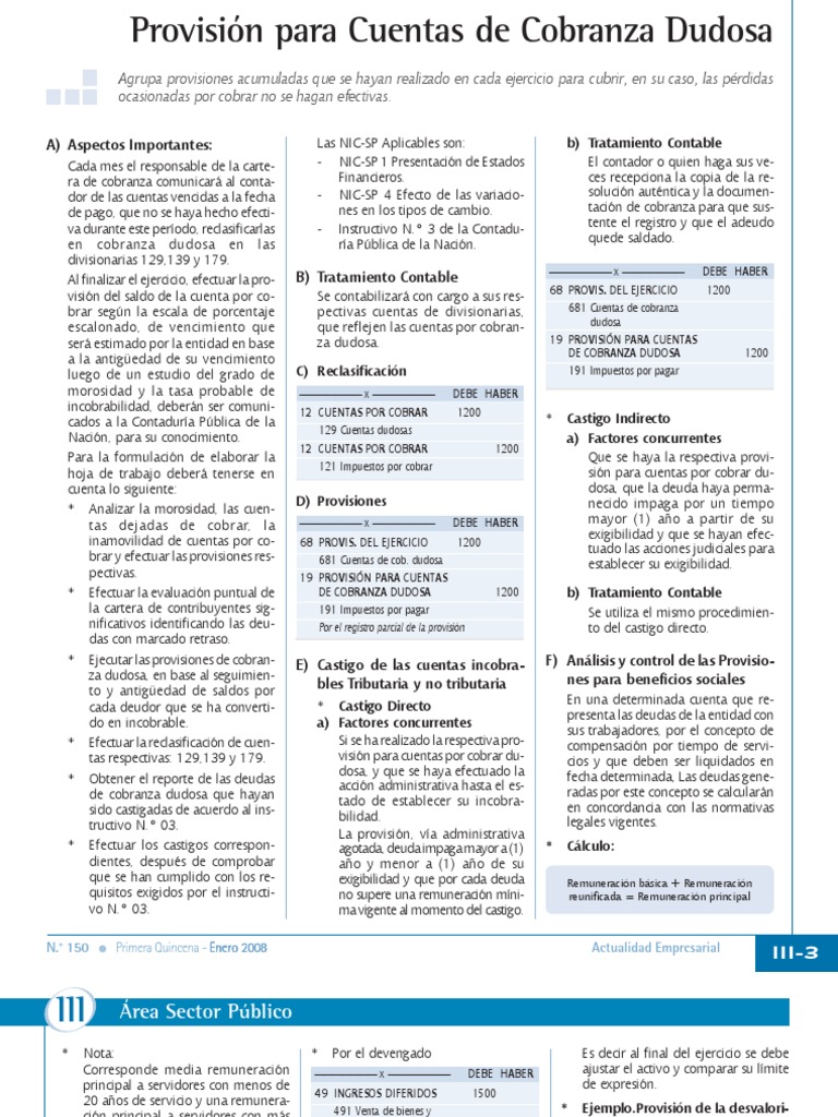 Provision para Cuentas de Cobranza Dudosa | PDF | Contabilidad | Salario