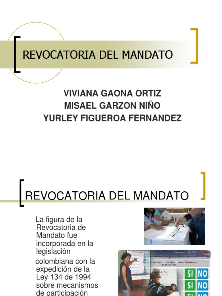 Revocatoria Del Mandato[1] Elecciones Alcalde