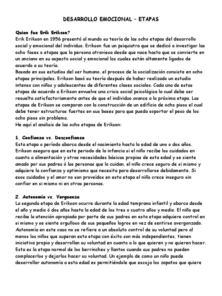Etapas del Desarrollo Emocional | PDF | Adultos | Adolescencia