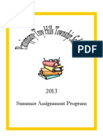 Parsippany-Troy Hills School's required summer assignments