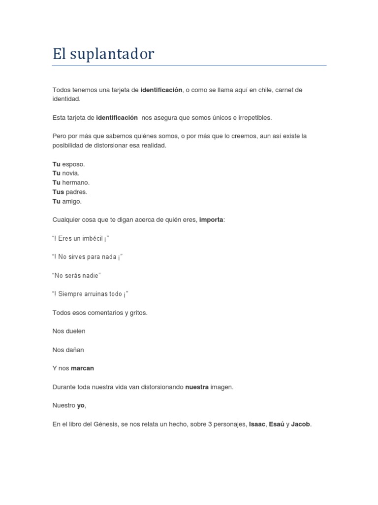El Suplantador | PDF | Jacob | Pablo el apóstol