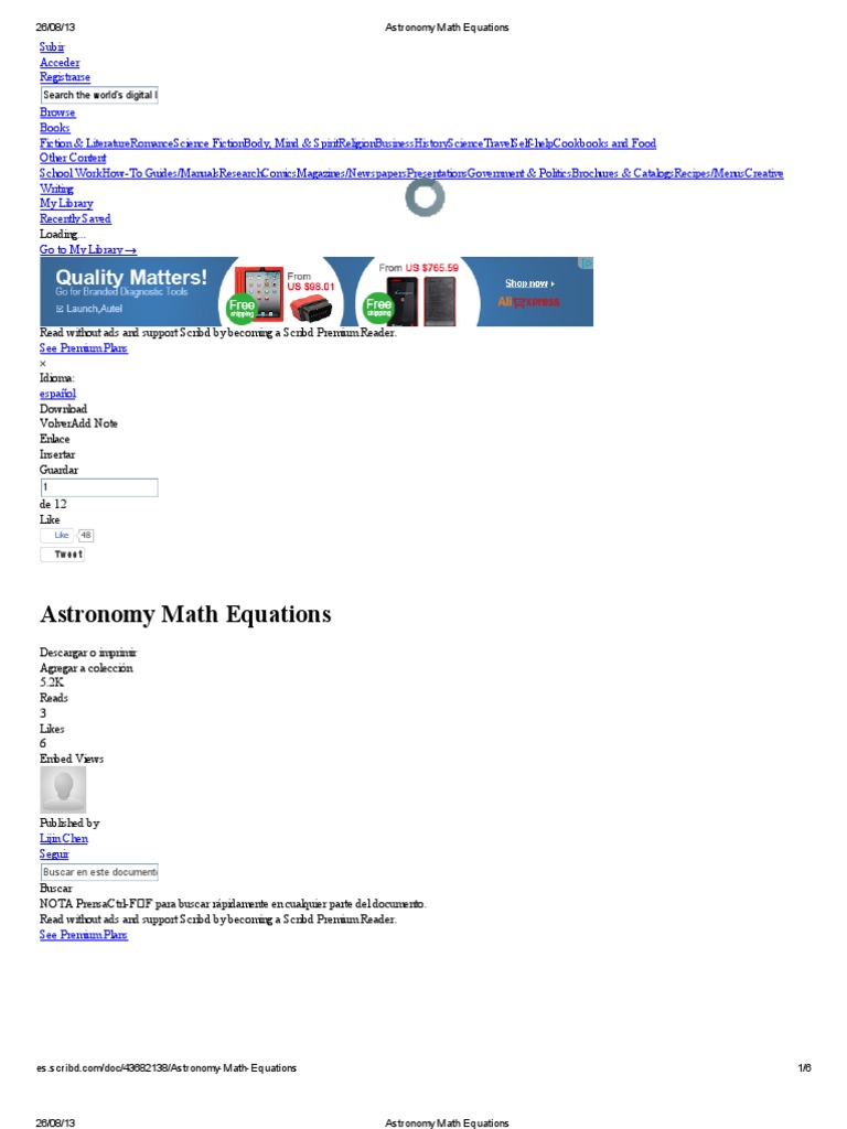 Astronomy Math Equations | PDF | Teaching Mathematics | Business
