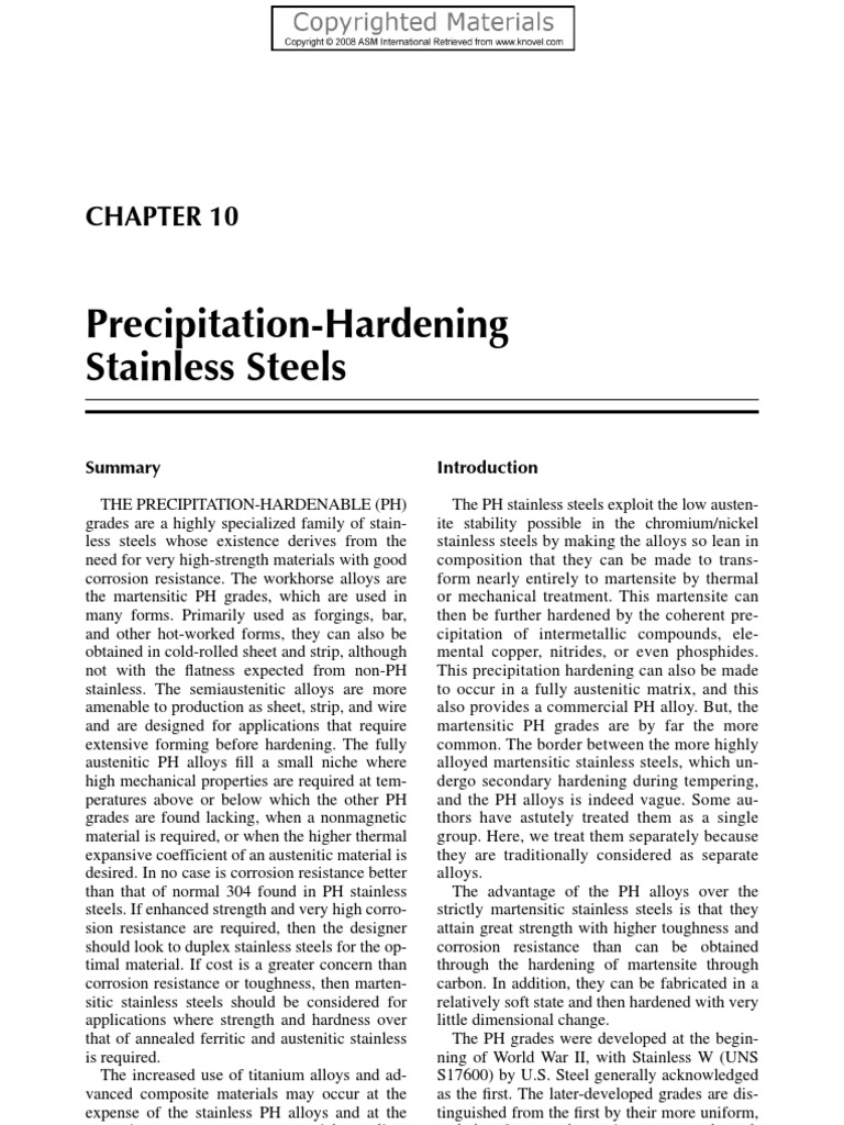 PrecipitationHardening Stainless Steels PDF Alloy Steel