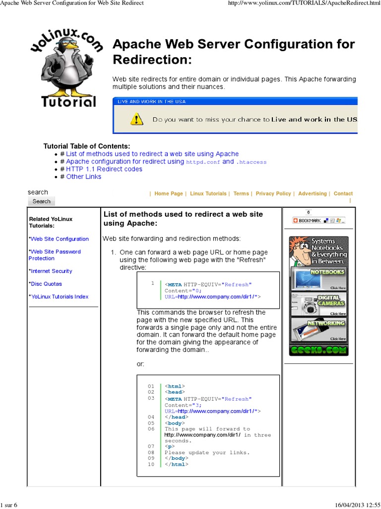 Apache Web Server Configuration For Web Site Redirect | PDF | Apache ...