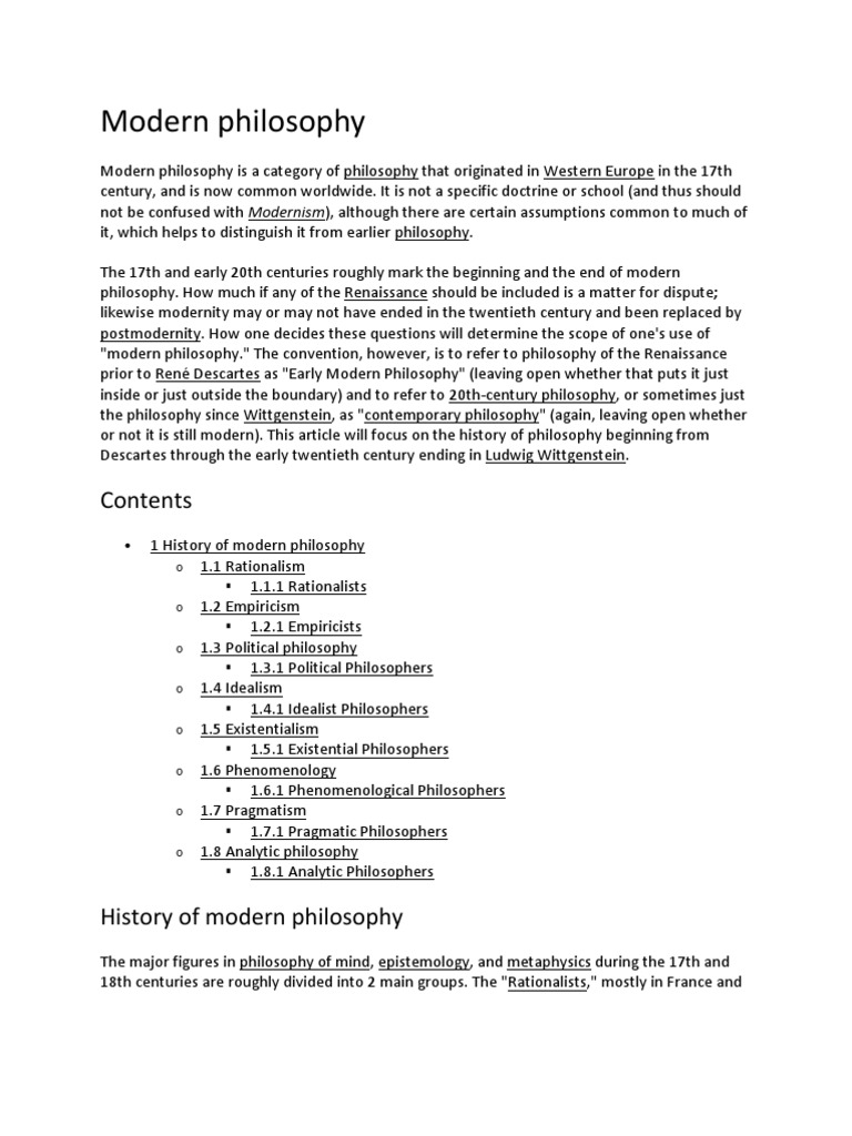 an essay about modern philosophy