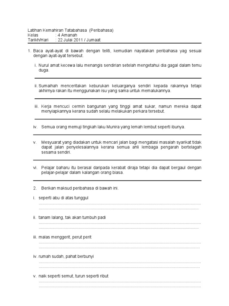 Latihan Kemahiran Tatabahasa