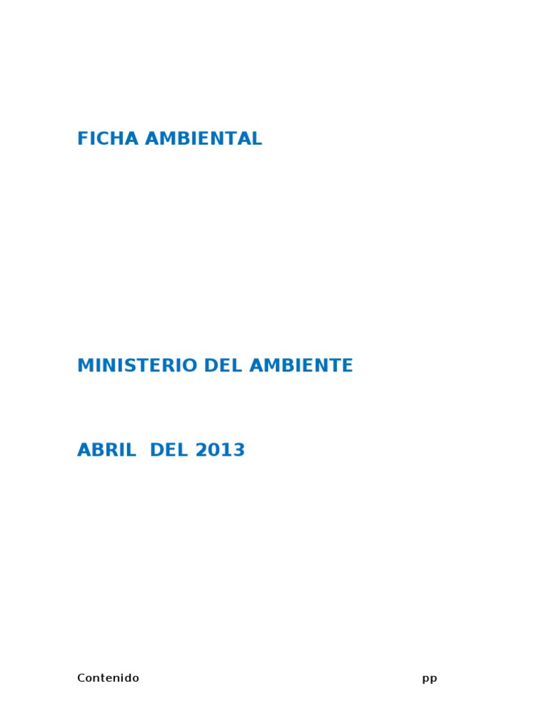 Ficha Ambiental del Proyecto Bioalimentar | PDF | Evaluación de impacto ...