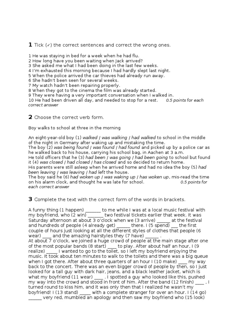 Verb Forms and Sentence Completion Exercises | PDF | Language Arts ...
