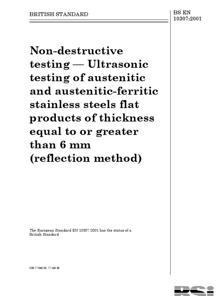 BS en 10307-2002 | PDF | Nondestructive Testing | Ultrasound