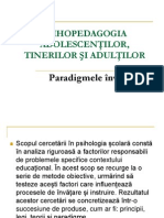 Psihopedagogia Adolescenţilor, Tinerilor Şi Adulţilor: Paradigmele Învăţării