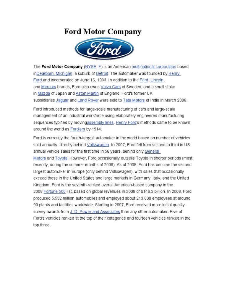 thesis about ford motor company
