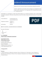 CBZ Dividend Announcement PDF