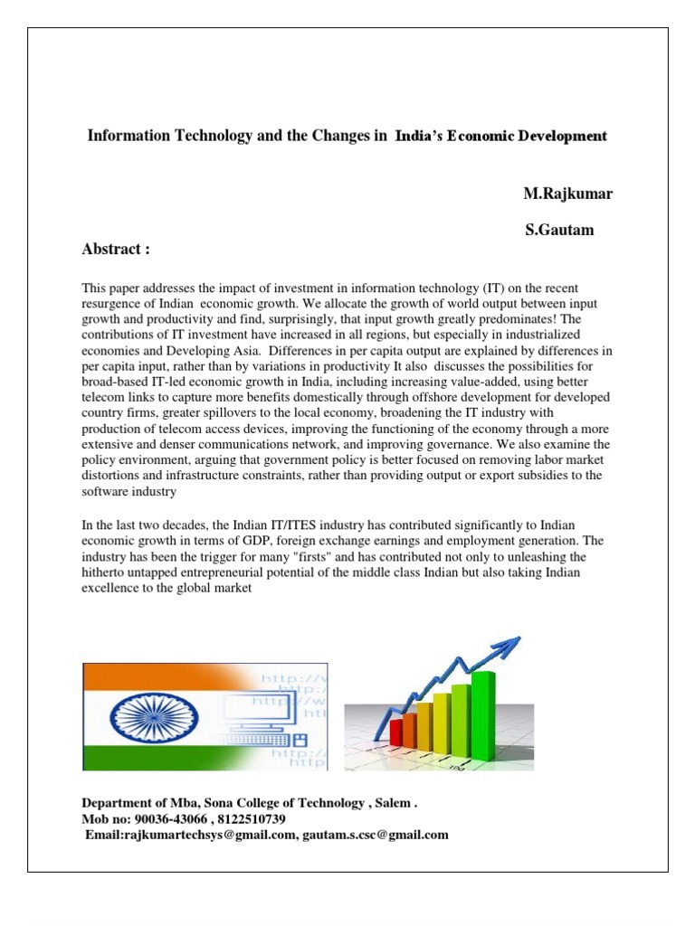 Information Technology and India's Economic Development ...