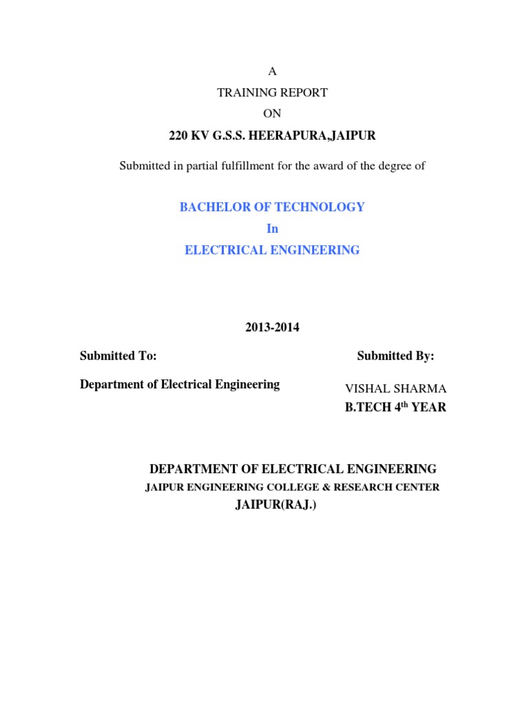 Training Report on 220 KV GSS Heerapura | PDF | Electrical Substation ...