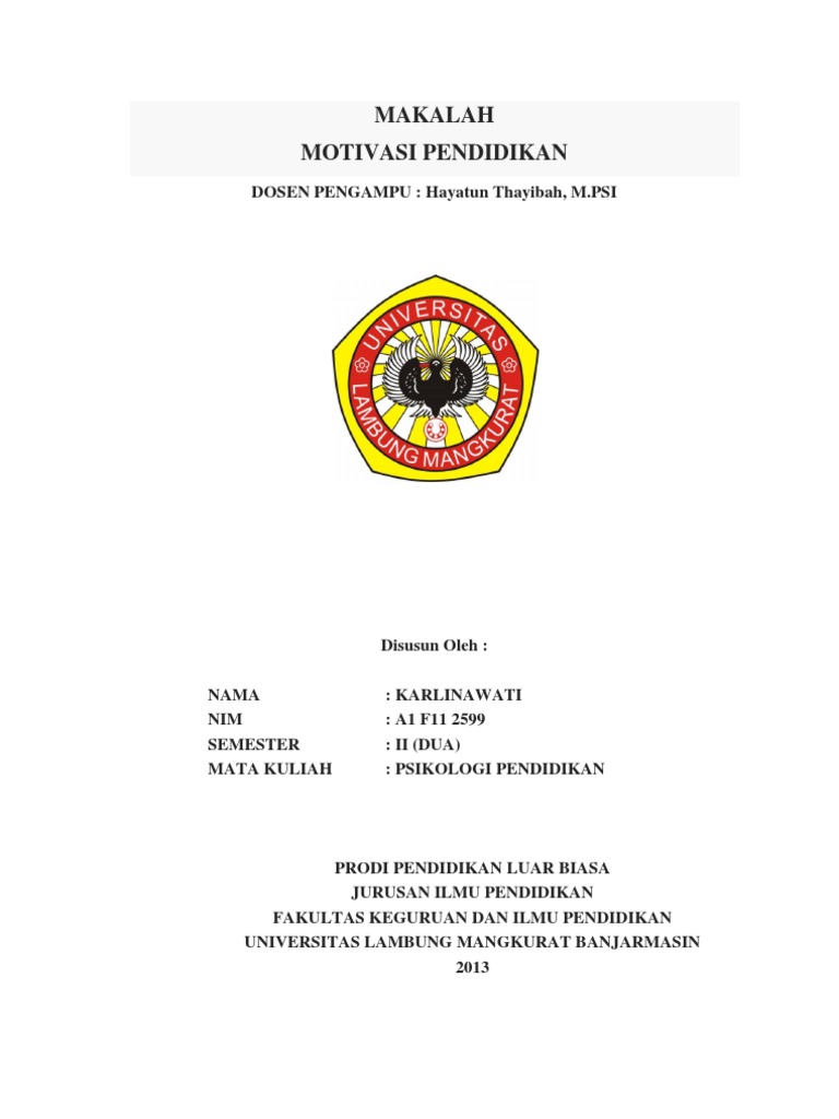Makalah Tentang Motivasi Pendidikan